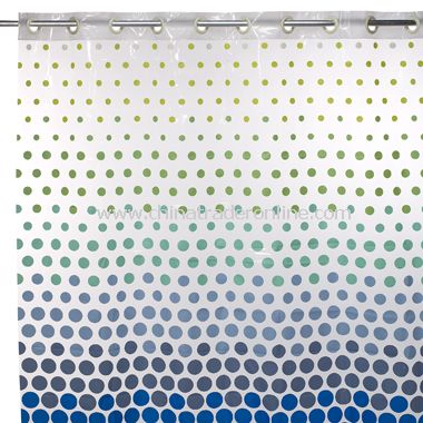 Hookless Blue Dot Vinyl Shower Curtain