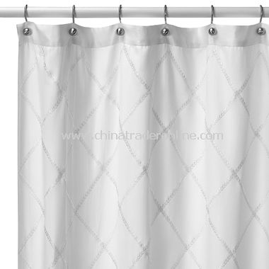 Hotel Collection Valencia White Fabric Shower Curtain