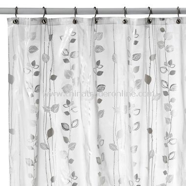 Ivy Silver Vinyl Shower Curtain from China