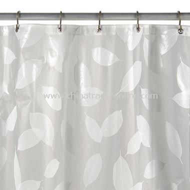 Modern Leaf White Vinyl Shower Curtain