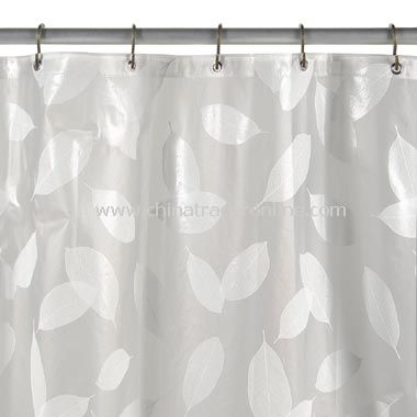 Modern Leaf White Vinyl Shower Curtain from China