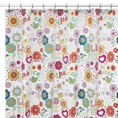 Peace & Love Vinyl Shower Curtain