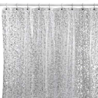 Pebbles Silver Vinyl Shower Curtain