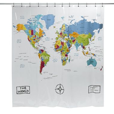 The World Vinyl Shower Curtain