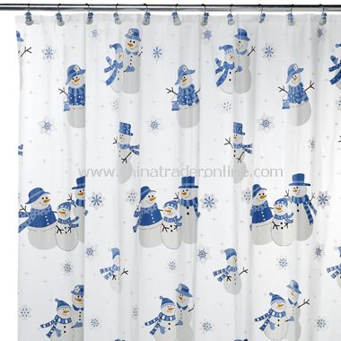 Winter Blues Vinyl Shower Curtain and Hooks Set from China