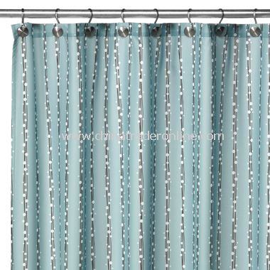 2-in-1 Bubbles on a String Fabric Shower Curtain - Aqua