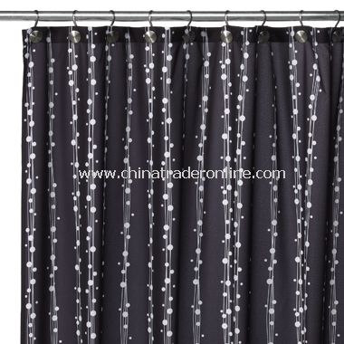 2-in-1 Bubbles on a String Fabric Shower Curtain - Black from China