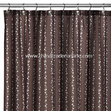 2-in-1 Bubbles on a String Fabric Shower Curtain - Coffee