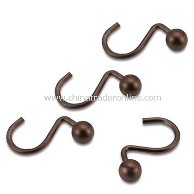 Oil Rubbed Bronze Shower Curtain Hooks (Set of 12)