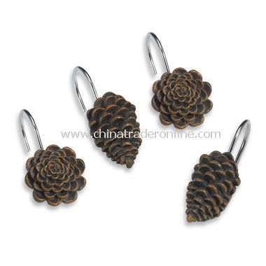 Pinecone Lodge Shower Curtain Hooks (Set of 12) from China