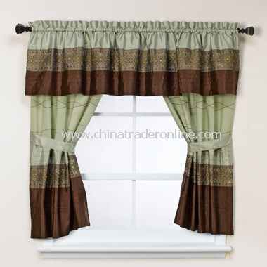 Romana Green Bathroom Window Curtains, 100% Cotton