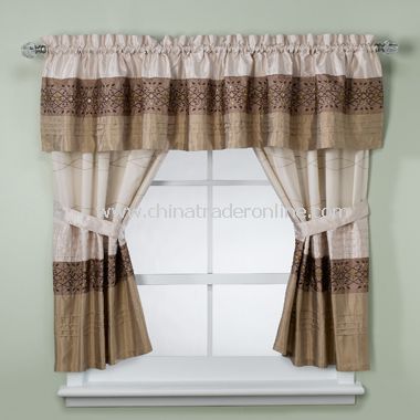 Romana Taupe Bathroom Window Curtains, 100% Cotton