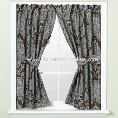 Royalton Chocolate Bathroom Window Curtain Pair from China