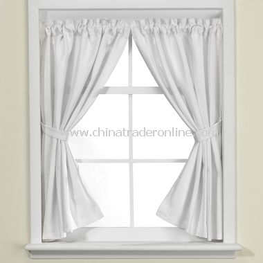 Weston White Bathroom Window Curtain Pair