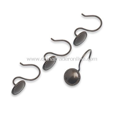 Zenith Beaded Oil Rubbed Bronze Shower Curtain Hooks (Set of 12)