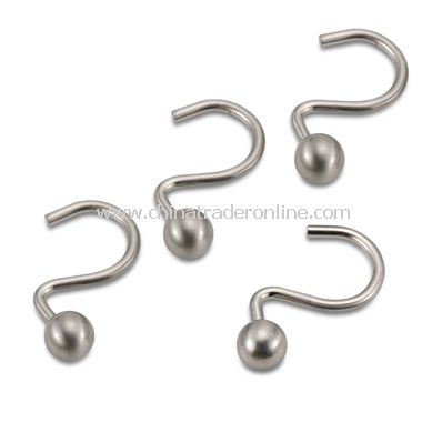 Brushed Nickel Ball Shower Curtain Hooks (Set of 12) from China