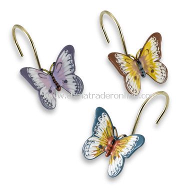 Butterfly Meadow Shower Curtain Hooks (Set of 12) from China