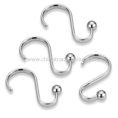 Chrome Axis Shower Curtain Hooks (Set of 12) from China