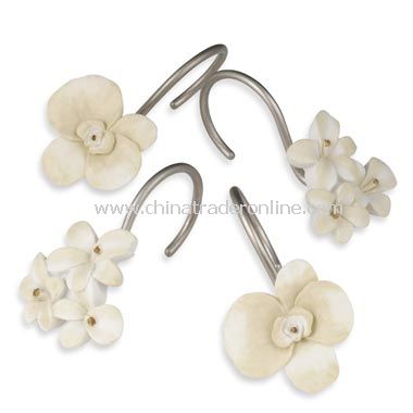 Orchids and Narcissus Shower Curtain Hooks (Set of 12) from China