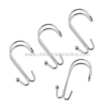 Split Chrome Dual Shower Curtain Hooks (Set of 12) from China