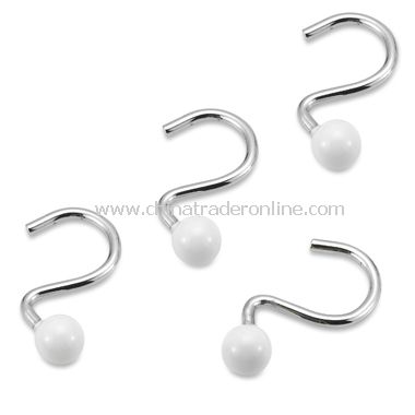 White/Chrome Ball Shower Curtain Hooks (Set of 12)