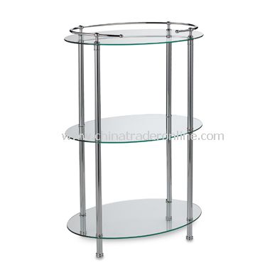 3-Shelf Oval Taboret - Chrome from China