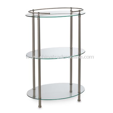 3-Shelf Oval Taboret - Satin Nickel