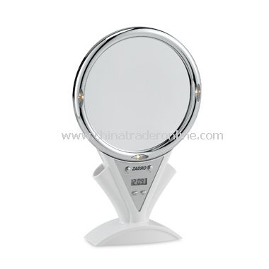 Fog-Free Lighted 5X/1X White Shower Mirror