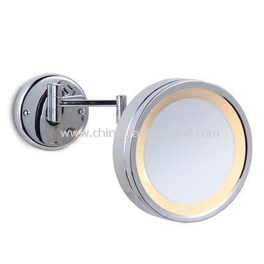 Halo-Lighted, 5X Magnification Chrome Wall Mirror