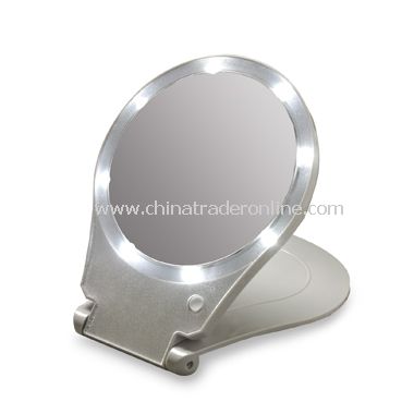 Illuminated 10X Magnification Travel Mirror