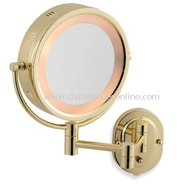 Jerdon 5X/1X Brass Lighted Hardwired Wall Mount Mirror