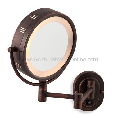 Jerdon 5X/1X Bronze Lighted Hardwired Wall Mount Mirror