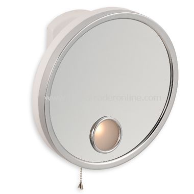 Jerdon 5X Chrome and White Wall Mount Lighted Mirror