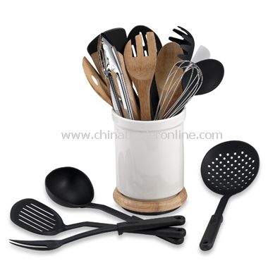 Rotating 17-Piece Utensil Crock Set