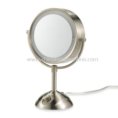 Satin Nickel Illuminated Double-Sided 1X/10X Magnification Mirror