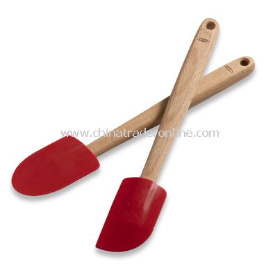 Wooden Silicone Spoons and Spatulas - Cherry