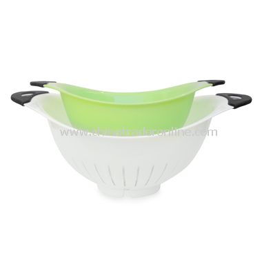 White and Green Colanders (Set of 2)