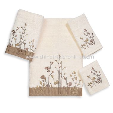 Avanti Premier Floral Fields Ivory Bath Towels, 100% Cotton from China