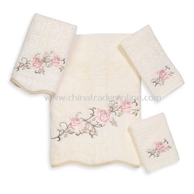 Avanti Premier Rose Garden Ivory Bath Towels, 100% Cotton