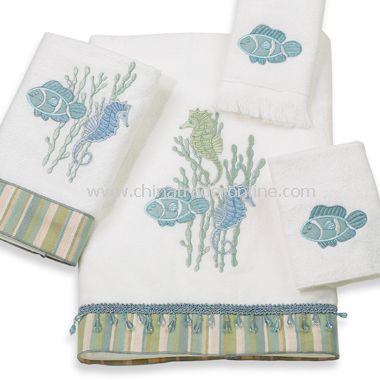 Avanti Reef Life White Bath Towels, 100% Cotton from China