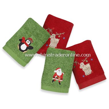Christmas 4-Piece Fingertip Towel Set, 100% Cotton Terry from China