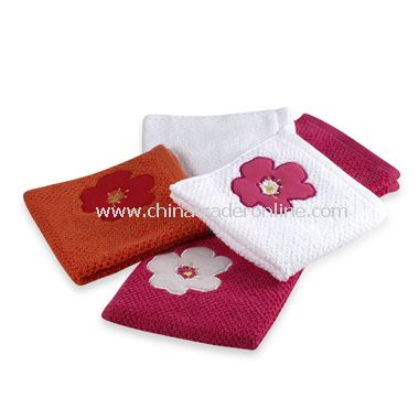 Ella Floral Washcloths (Set of 5), 100% Cotton