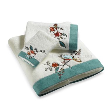 Embroidered Bath Towel Collection, 100% Cotton