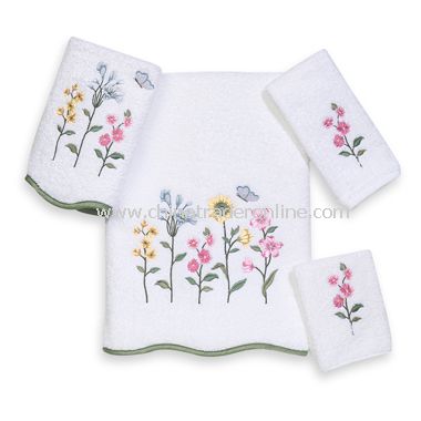 Premier Country Floral White Bath Towels by Avanti, 100% Egyptian Cotton