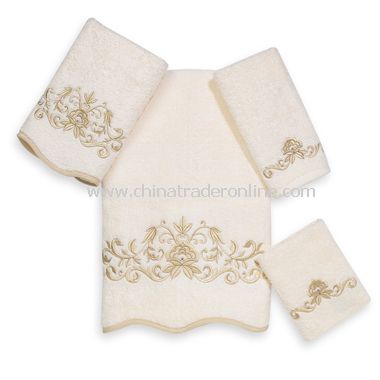 Premier Venetian Scroll Ivory Towels by Avanti, 100% Egyptian Cotton from China