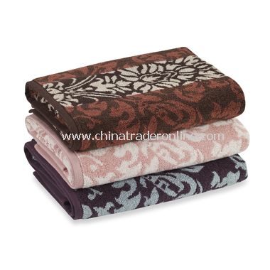 Royal Velvet Duet Damask Bath Towel Collection, 100% Cotton