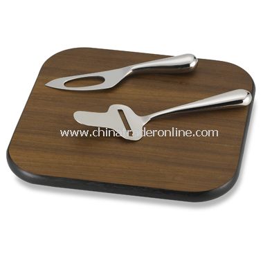 3-Piece Mingle Cheese Knife and Wooden Board Set