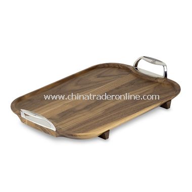 J.K. Adams Stainless and Walnut Wood Serving Tray