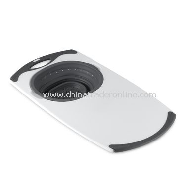 Over-the-Sink Collapsible Strainer Cutting Board - Grey from China