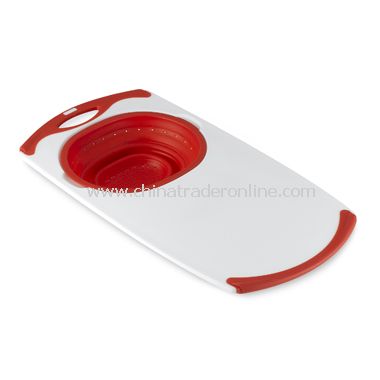 Over-the-Sink Collapsible Strainer Cutting Board - Red